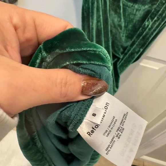 Reformation Antoinette velvet dress green - Picture 4 of 6
